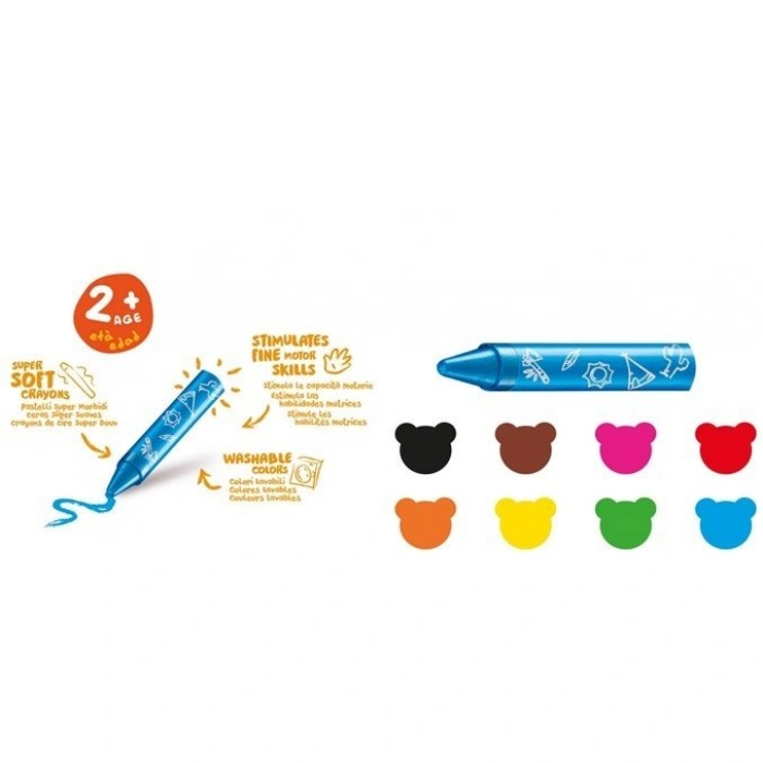 CARİOCA JUMBO BEBEK ELLERİ KİRLETMEYEN PASTEL BOYA KALEMİ 8Lİ 42892