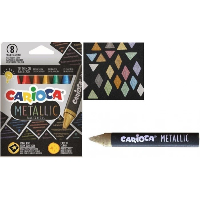 CARİOCA JUMBO ÜÇGEN MUM BOYA KALEMİ METALİK 8Lİ 43163