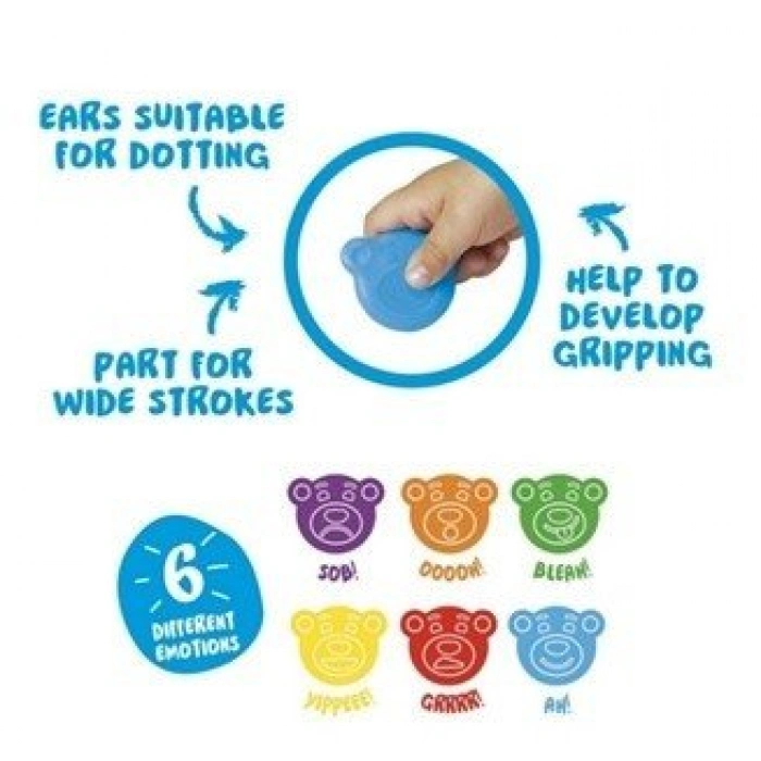 CARİOCA TEDDY ŞEKİLLİ ELLERİ KİRLETMEYEN MUM BOYA KALEMİ 6LI 42956