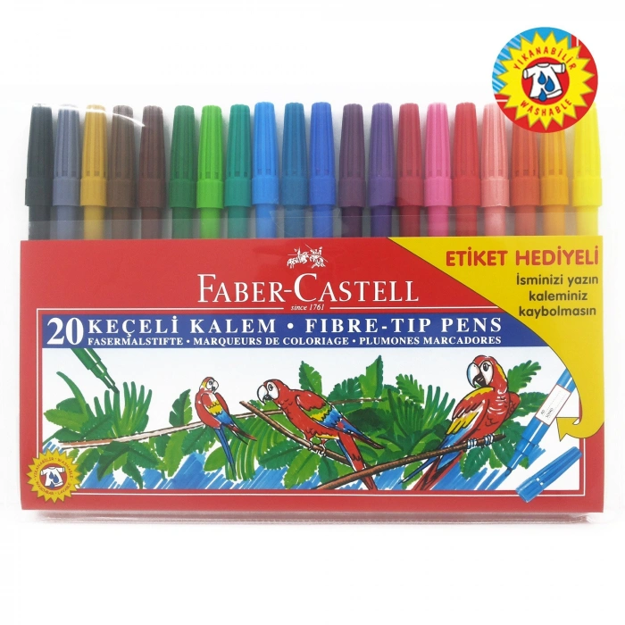 FABER-CASTELL KEÇELİ KALEM 20 RENK YIKANABİLİR 155120