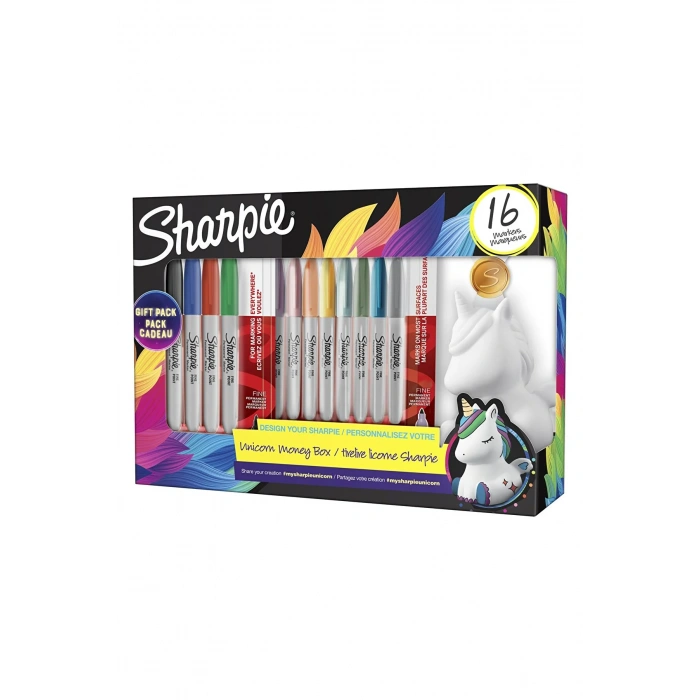 SHARPİE FİNE UNİCORN KUMBARA HEDİYELİ 16LI SET, TEK BOYNUZ 2164411