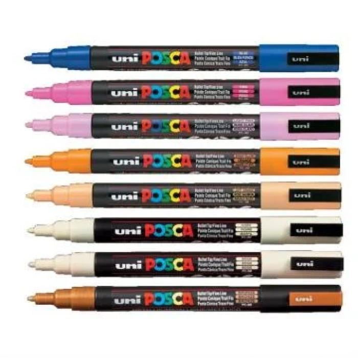 UNİ POSCA 1.8-2.5 SU BAZLI POSTER MARKÖRÜ ÇİÇEK RENK 7+1 PC-5M