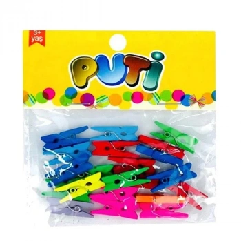 PUTİ AHŞAP KÜÇÜK MANDAL RENKLİ 24LÜ 4667