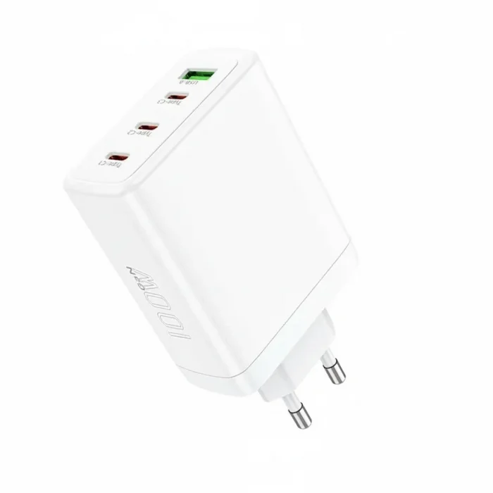 100W  Hızlı Süper Şarj Leader PD 3 Adet Type-C 1 Adet USB Şarj Aleti - Beyaz