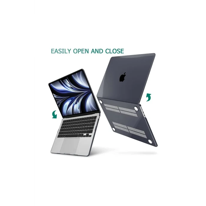 MacBook Air M2 13.6 A2681 2022 Kristal Siyah Kılıf Kapak Koruma