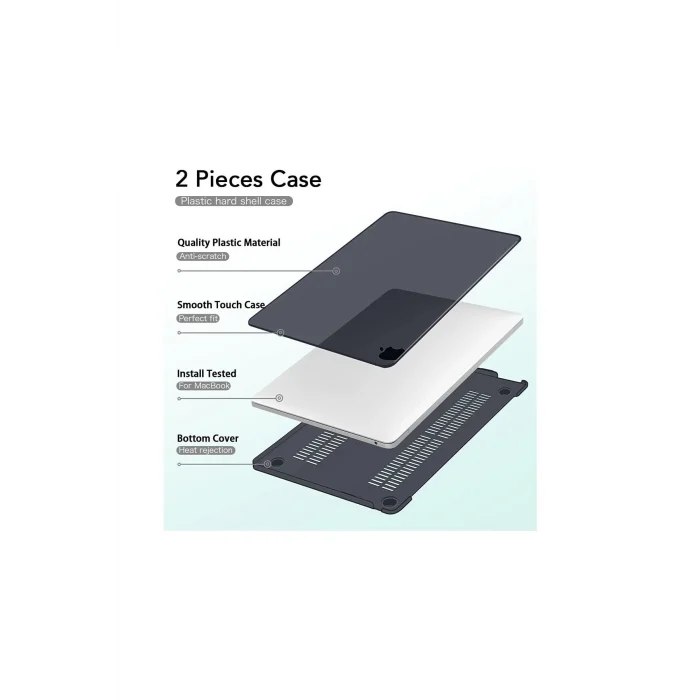 MacBook Air M2 13.6 A2681 2022 Kristal Siyah Kılıf Kapak Koruma
