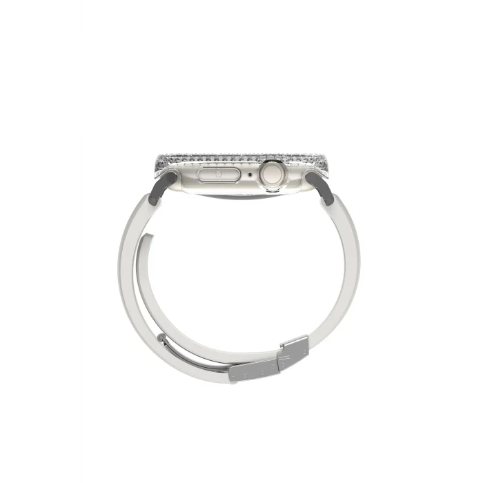 Watch 10 42mm Uyumlu Gleam Fit FullGuard Taşlı Sert PC Kasa ve Ekran Koruyucu Şeffaf