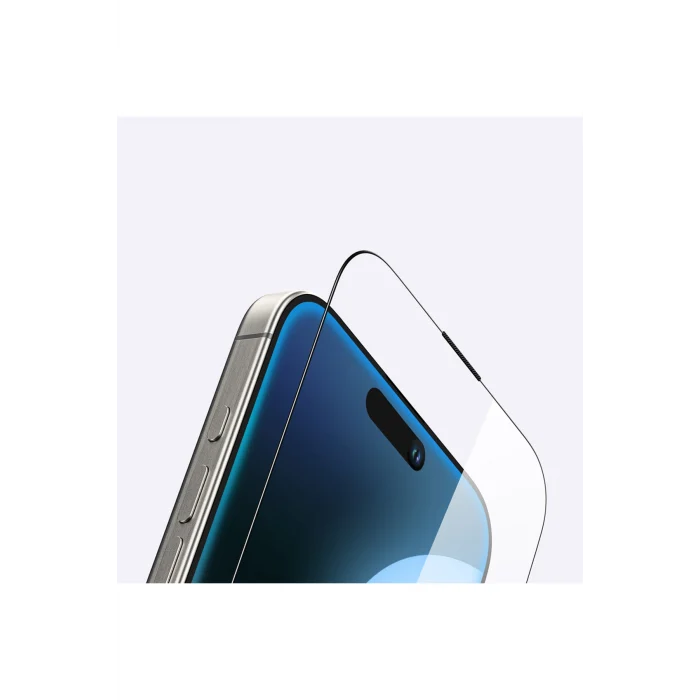 iPhone 16 Plus Amazingthing Titan Şeffaf HD Görünümlü Temperli Cam Ekran Koruyucu Siyah