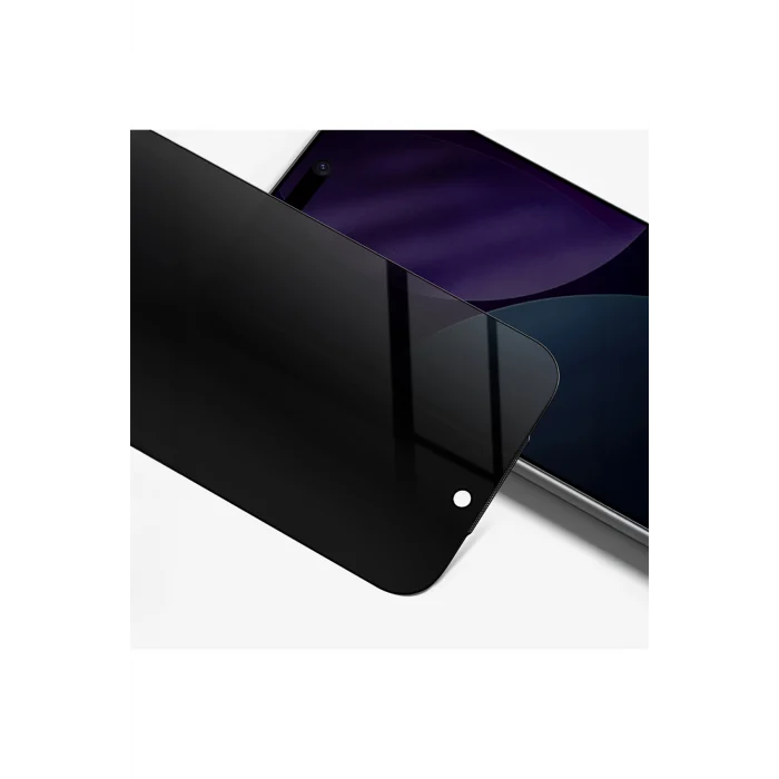 iPhone 17 Uyumlu Titan Privacy Parmak İzi Bırakmayan Temperli Cam Ekran Koruyucu Siyah