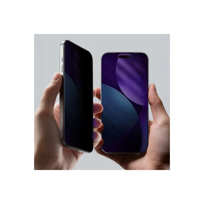 iPhone 17 Pro Uyumlu Titan Privacy Parmak İzi Bırakmayan Temperli Ekran Koruyucu Siyah