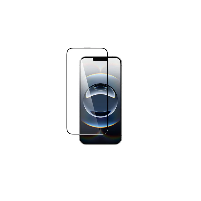 iPhone 16E Amazingthing Titan Şeffaf HD Görünümlü Temperli Cam Ekran Koruyucu Siyah