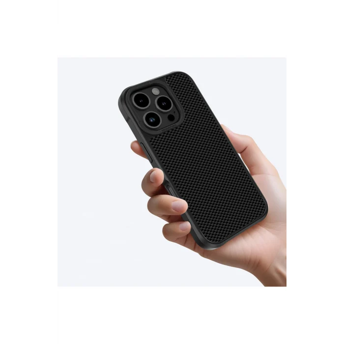 iPhone 16 Pro Max Kılıf Magsafe Özellikli 600D Aramid Fiber Amazingthing Titan Max Serisi Siyah