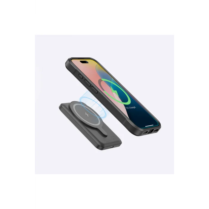 iPhone 16 Pro Kılıf Magsafe Özellikli Standlı Kartlıklı Set Amazingthing Glamour Luxe Serisi Siyah