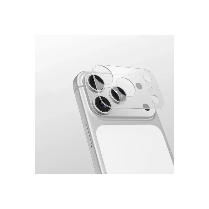 iPhone 17 Pro Max Uyumlu Parmak İzi Bırakmayan Kamera Lens Çerçeve Koruyucu Şeffaf