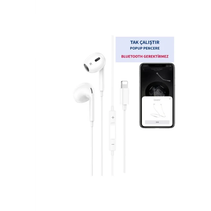 İphone 14/13/12/11/Xs/X/7/8 Serileri Uyumlu Iphone Kablolu Kulaklık Konnektörlü (TAK ÇALIŞTIR)