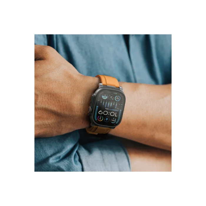 Watch 42mm Uyumlu Titan Chrono Silikon Kordon Strap Kayış Turuncu