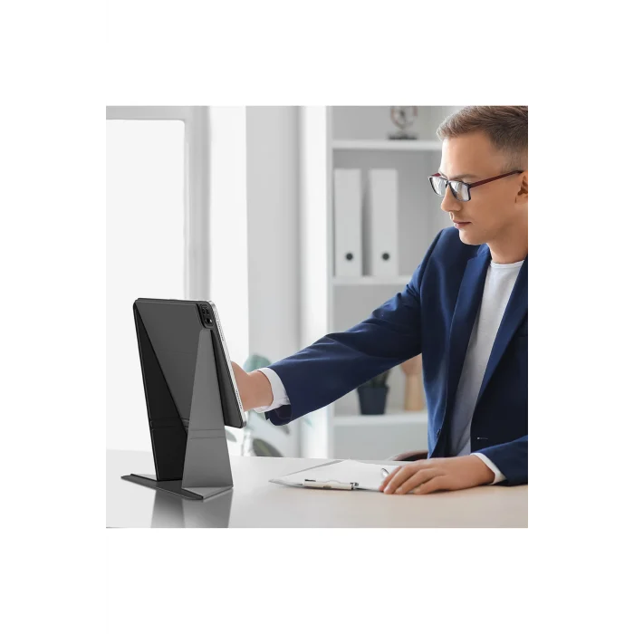 iPad Air 13 2024 Magnetik Standlı Kılıf Amazingthing Matte Pro Mag Folio Siyah