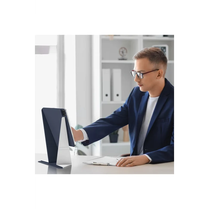 iPad Air 11 2024 Magnetik Standlı Kılıf Amazingthing Matte Pro Mag Folio Mavi