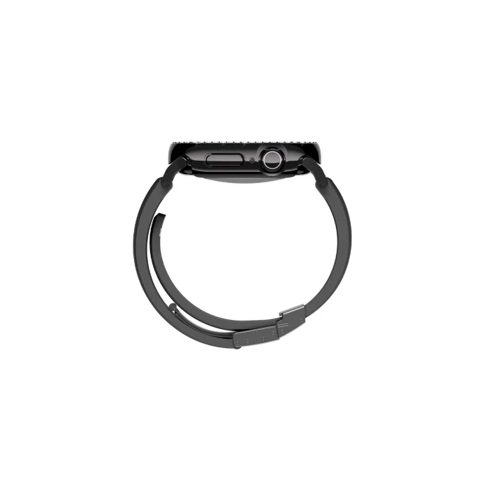 Watch 10 46mm Uyumlu Gleam Fit FullGuard Taşlı Sert PC Kasa ve Ekran Koruyucu Siyah