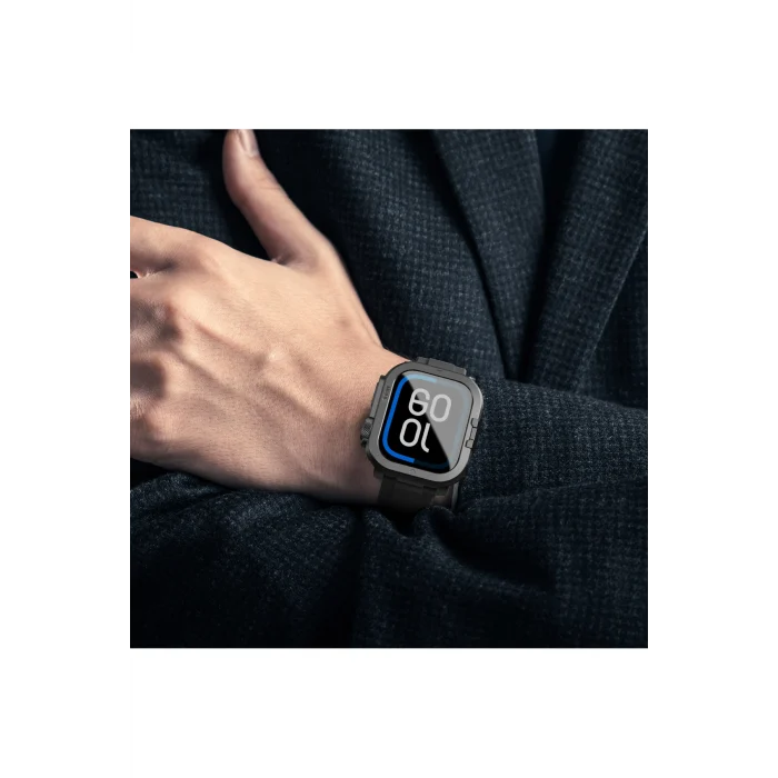 Watch 10 46mm Uyumlu Premium Armor Fit FullGuard Metal Kasa ve Ekran Koruyucu Siyah