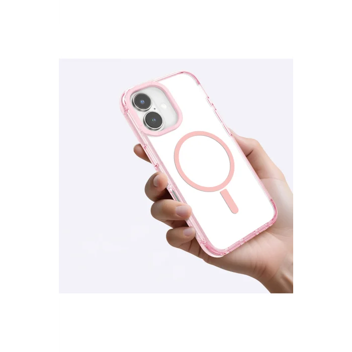 iPhone 16 Kılıf uyumlu Magsafe Şarj Özellikli Amazingthing Omni Serisi Kapak Pembe