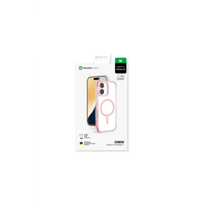 iPhone 16 Kılıf uyumlu Magsafe Şarj Özellikli Amazingthing Omni Serisi Kapak Pembe