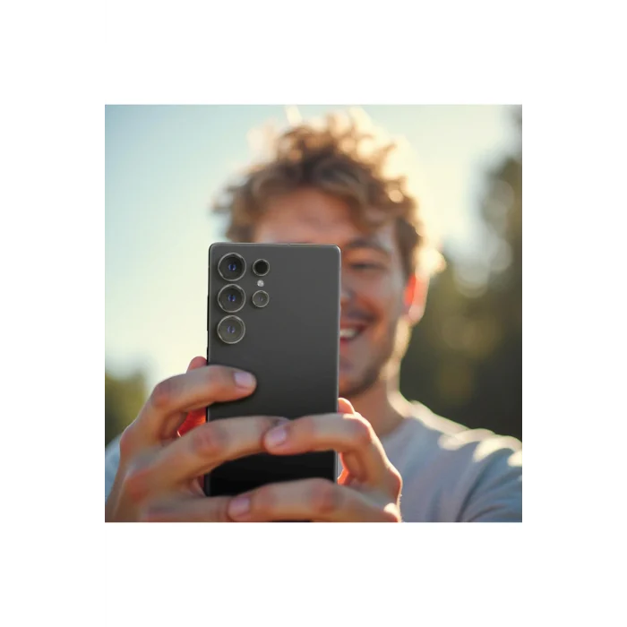 Samsung S25 Ultra Amazingthing Titan Safir Kamera Lens Koruyucu Uygulama Aparatlı Siyah