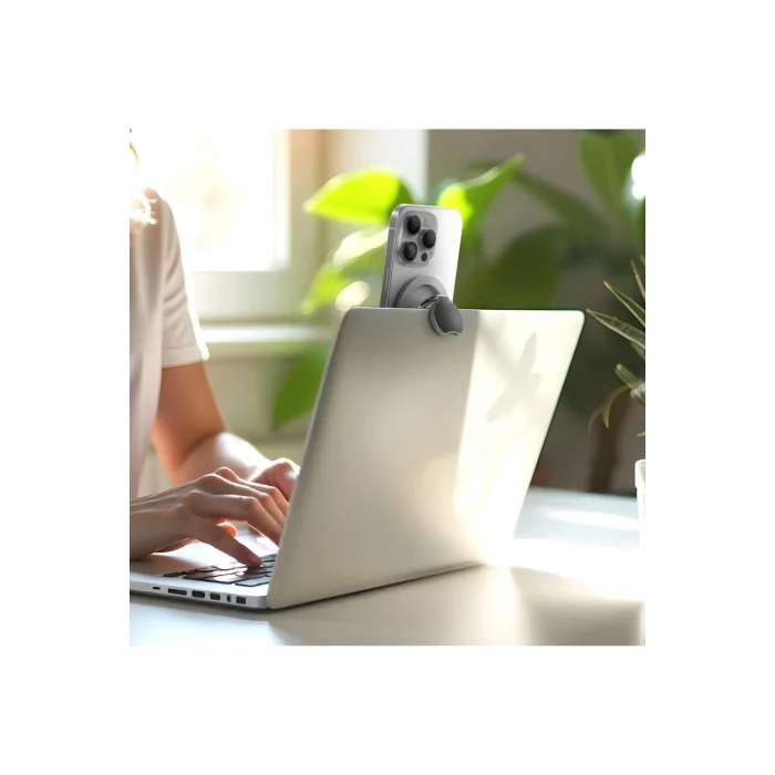 Magnetik 360 Dönebilen Titan MagFlex Serisi Telefon Parmak Ring Stand Gri