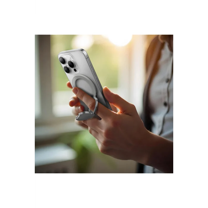 Magnetik 360 Dönebilen Titan MagFlex Serisi Telefon Parmak Ring Stand Gri
