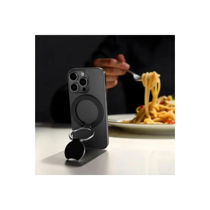 Magnetik 360 Dönebilen Titan MagFlex Serisi Telefon Parmak Ring Stand Siyah