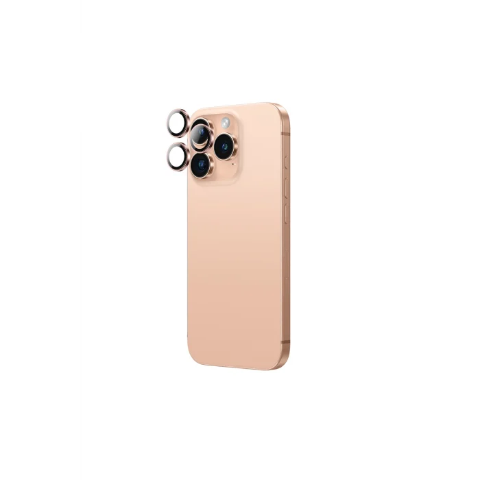iPhone 16 Pro Uyumlu Anti Reflective Kamera Lens Koruyucu Uygulama Aparatlı Rose Gold