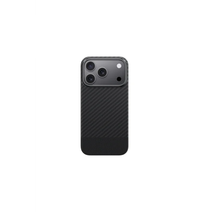 iPhone 17 Pro Kılıf M-safe Uyumlu 1500D Aramid Fiber Titan Max Serisi Kapak Siyah - Gri