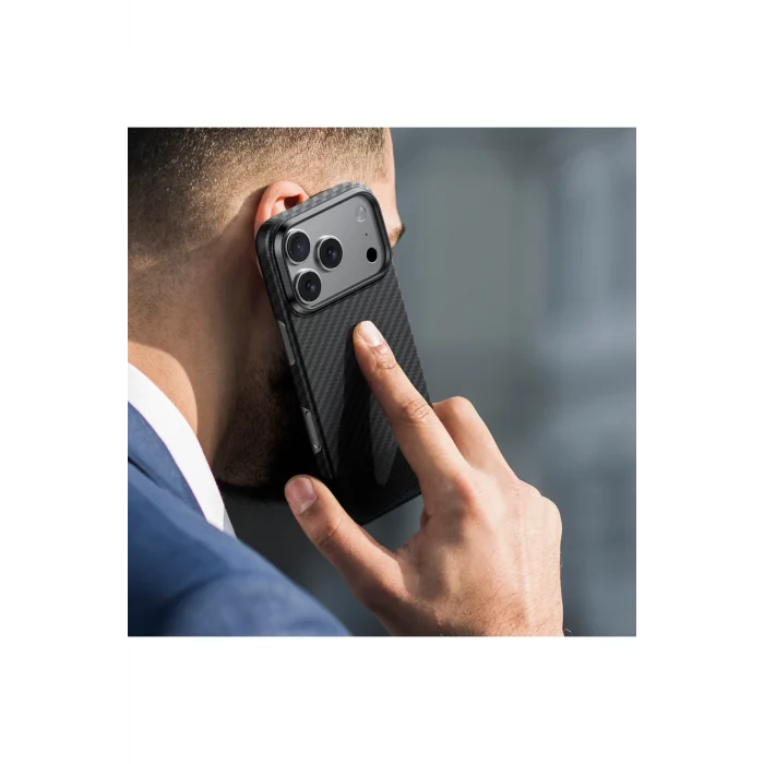 iPhone 17 Pro Max Kılıf M-safe Uyumlu 1500D Aramid Fiber Titan Max Seri Kapak Siyah-Gri
