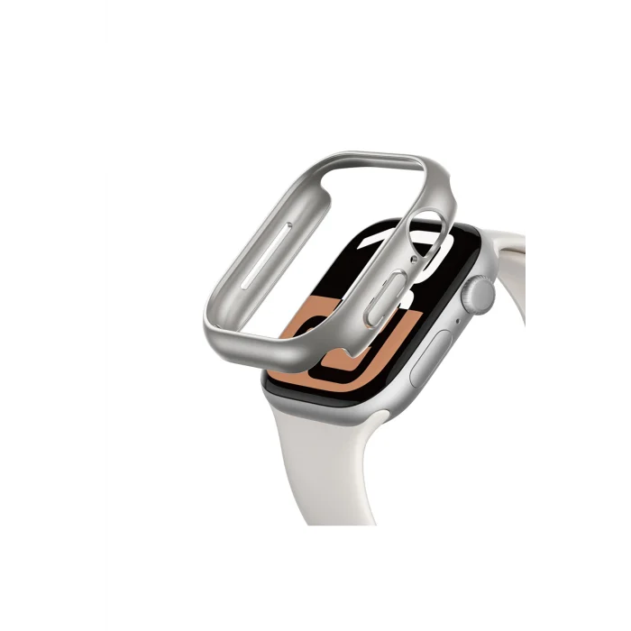 Watch 10 46mm uyumlu Amazingthing Radix Minimal FrameLite Sert PC Kasa Koruyucu Gümüş