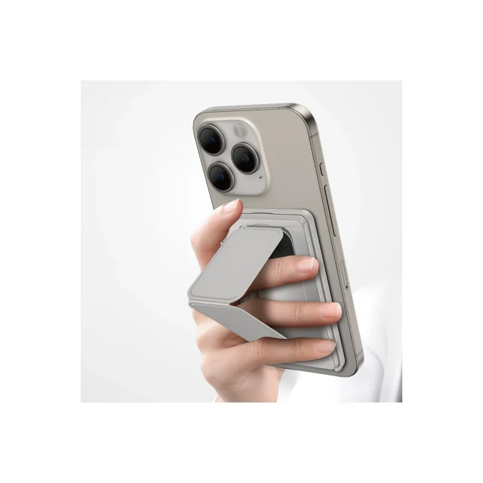 Glamour Link Fonksiyonel Çok Yönlü Grip Standlı Magnetik Kartlık Gri