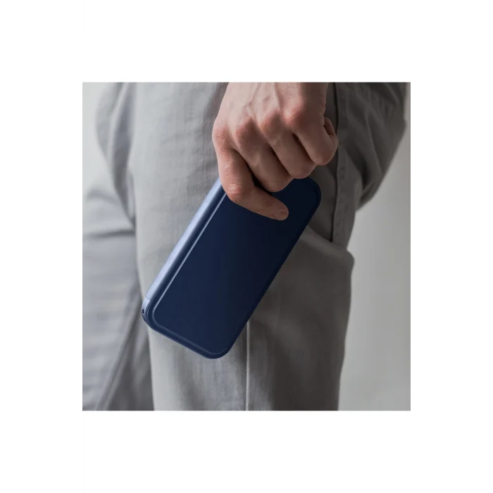 iPhone 17 Pro Max Uyumlu PU Kartlıklı Kapaklı Glamour Foilo Serisi Kılıf Mavi