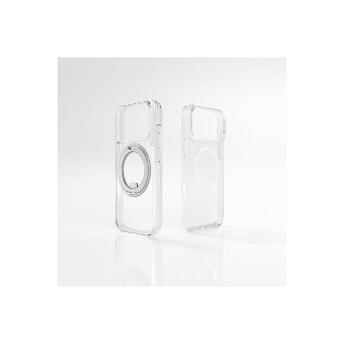 iPhone 17 Pro Max Uyumlu Kılıf M-Safeli Airbag Standlı Titan Pro MagSpin Kapak Şeffaf