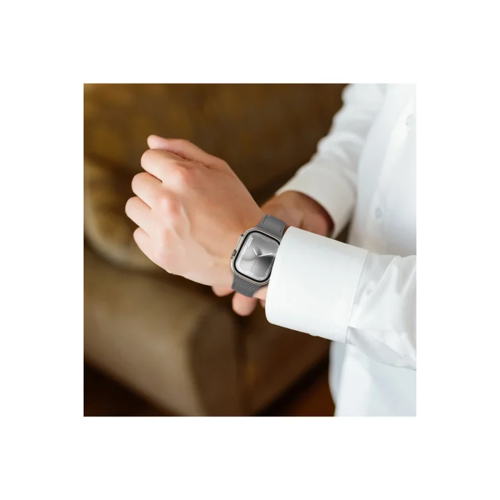 Watch 7 41mm Amazingthing Titan Swift Deri Dokulu Silikon Kordon Gri