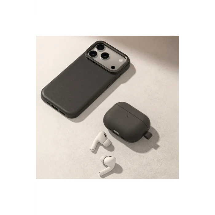AirPods Pro 3 Uyumlu Glamour Serisi Deri Tasarımlı Kapak Siyah