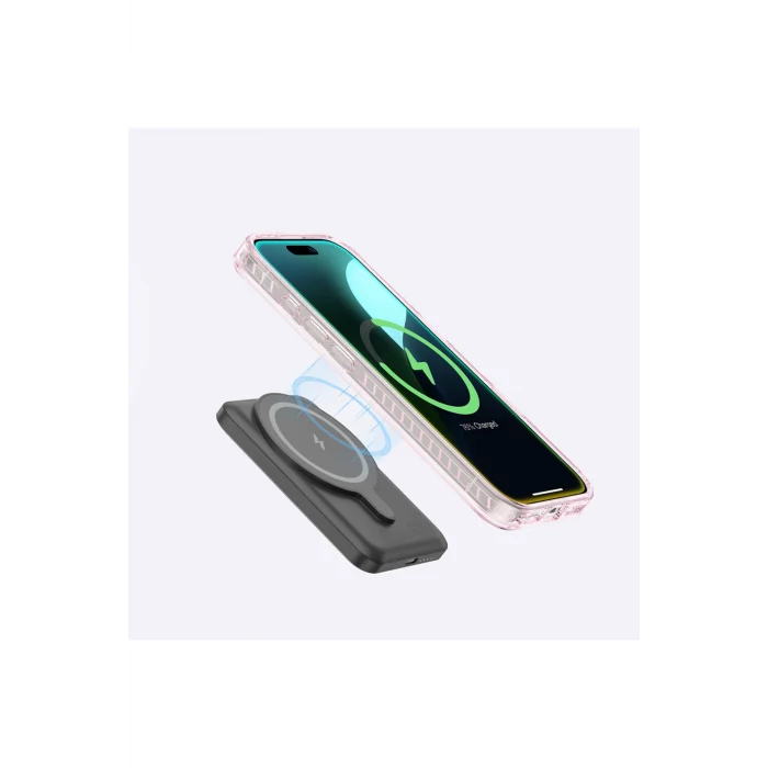iPhone 16 Plus Kılıf Magsafe Şarj Özellikli Yüzük Standlı Amazingthing Titan Pro Serisi Kapak Pembe