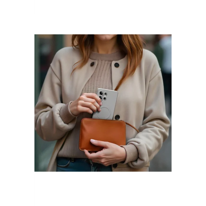 Samsung S25 Ultra Kılıf Magsafe Uyumlu Amazingthing Minimal Air Serisi Kapak Titanyum - Gri