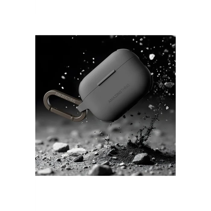 Airpods Pro 2 Uyumlu Amazingthing Airbag Köşe Tasarımlı Omni Serisi Silikon Kapak Gri