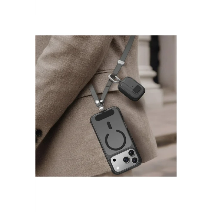 Titan Serisi Ayarlanabilir Manyetik Tasarımlı Telefon ve AirPods Boyun Askı İpi Siyah