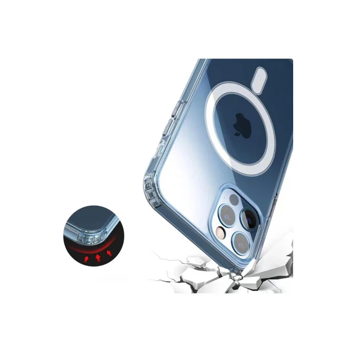 İPhone 11 Uyumlu Kılıf Magsafe Şarj Özellikli Şeffaf Sert PC Kapak
