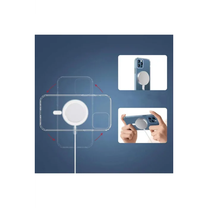 Apple Iphone 13 Pro Max Kılıf Magsafe Şarj Özellikli Şeffaf Sert Pc Kapak