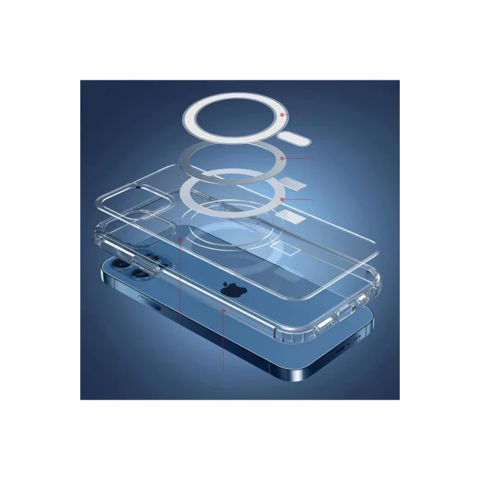 Apple Iphone 13 Pro Max Kılıf Magsafe Şarj Özellikli Şeffaf Sert Pc Kapak