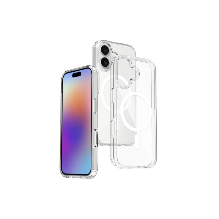 iPhone 17 Kılıf M-safe Şarj Özellikli Şeffaf Sert PC Embos Kapak