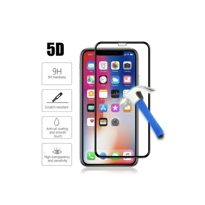 Iphone 11 Tam Kaplayan Ekran Koruyucu - 5d Darbe Emici Temperli Kırılmaz Cam - Extra İnce