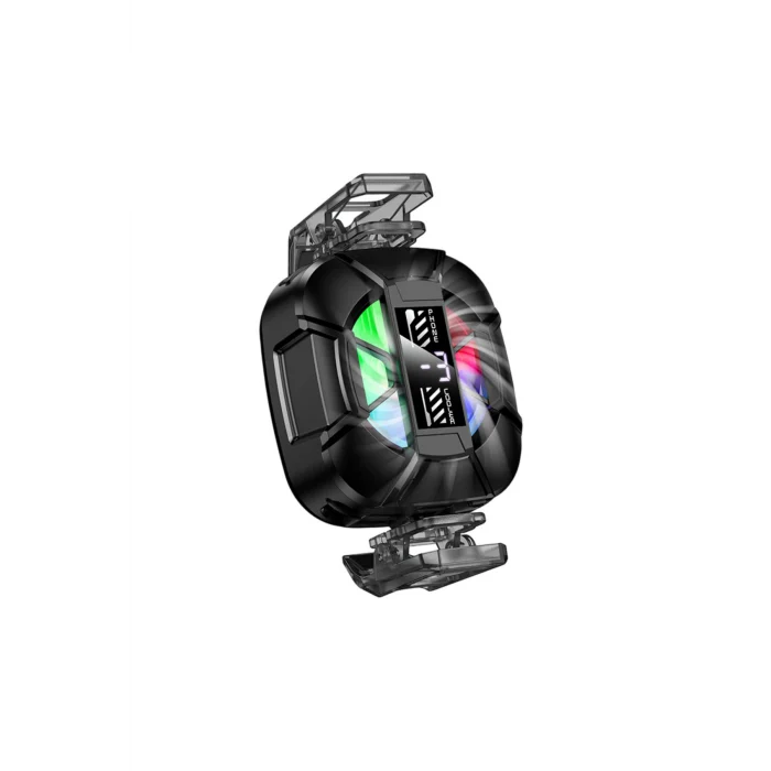 Dijital Göstergeli RGB Işıklı Manyetik Radyatör Telefon Soğutucu Fan - Siyah