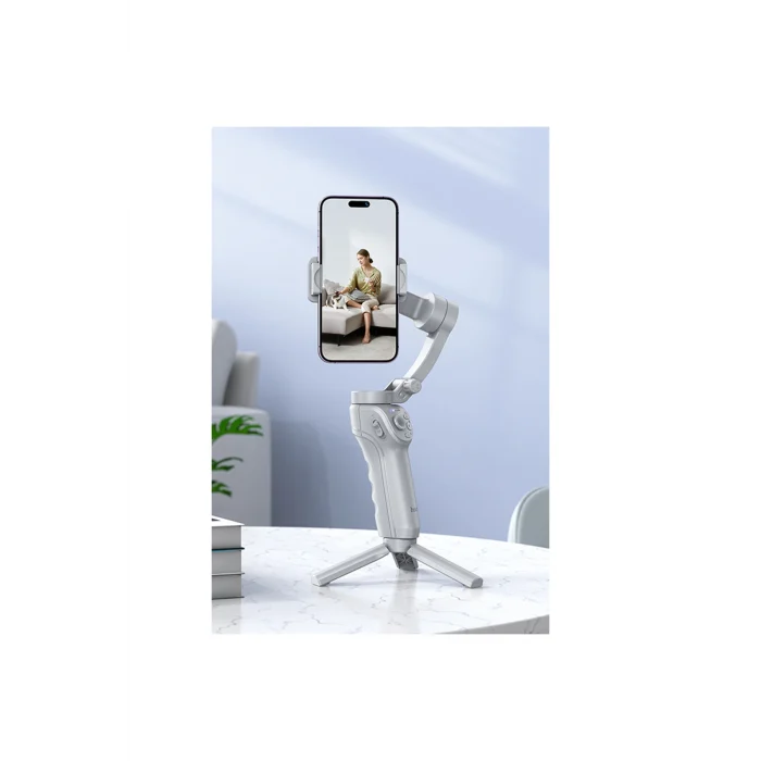 360 Derece Otomatik Yüz Takipli Tripodlu Akıllı Selfie Gimbal - Gri
